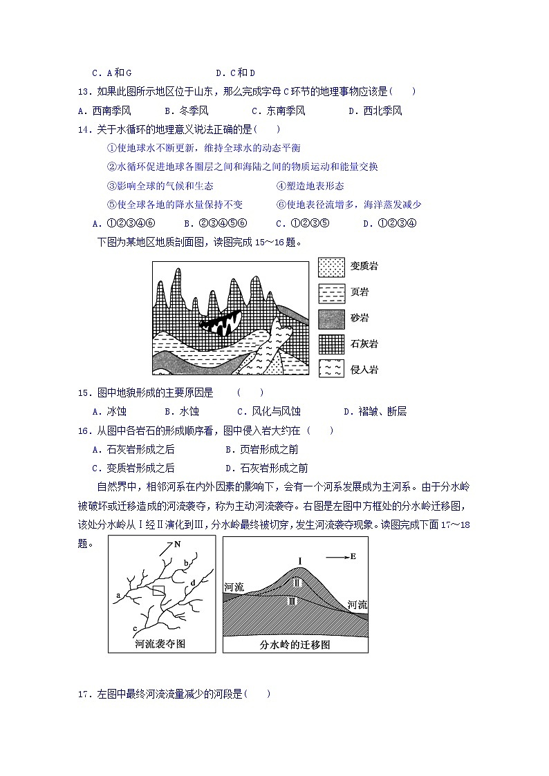 河北省邯郸市大名一中2020届高三10月半月考试（实验班）地理试卷03