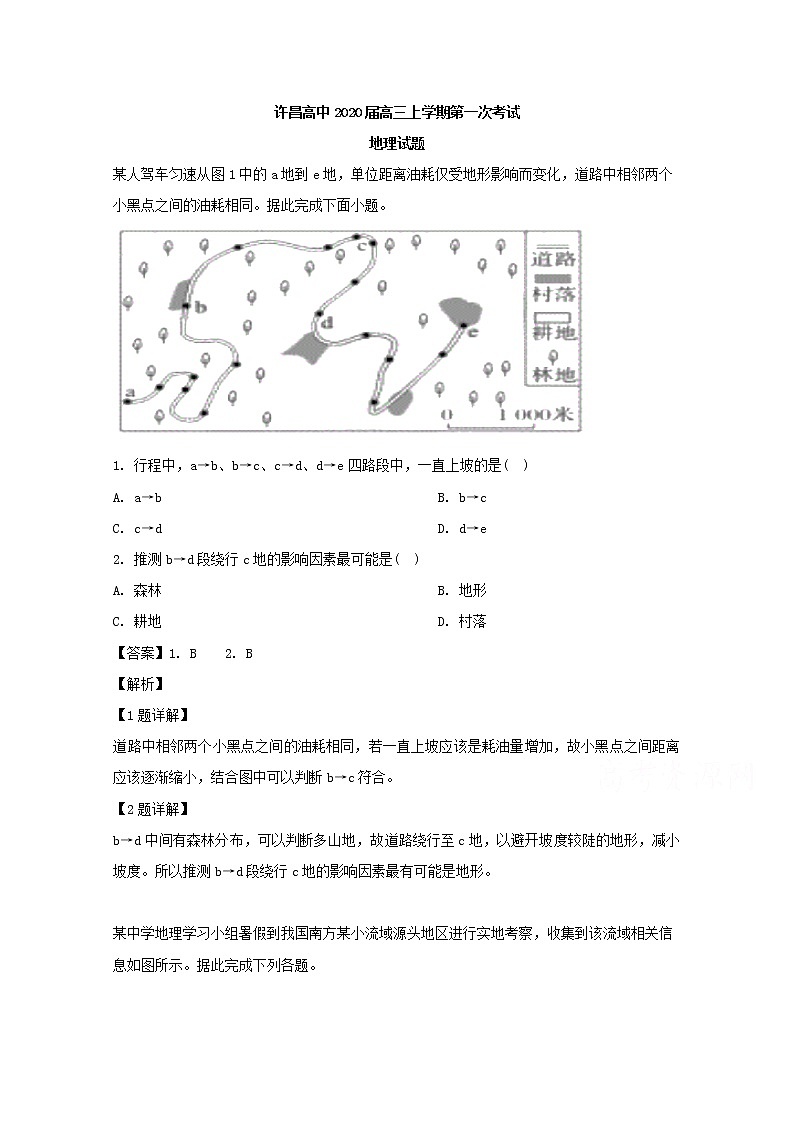 河南省许昌市魏都区许昌高级中学2020届高三上学期第一次月考地理试题01
