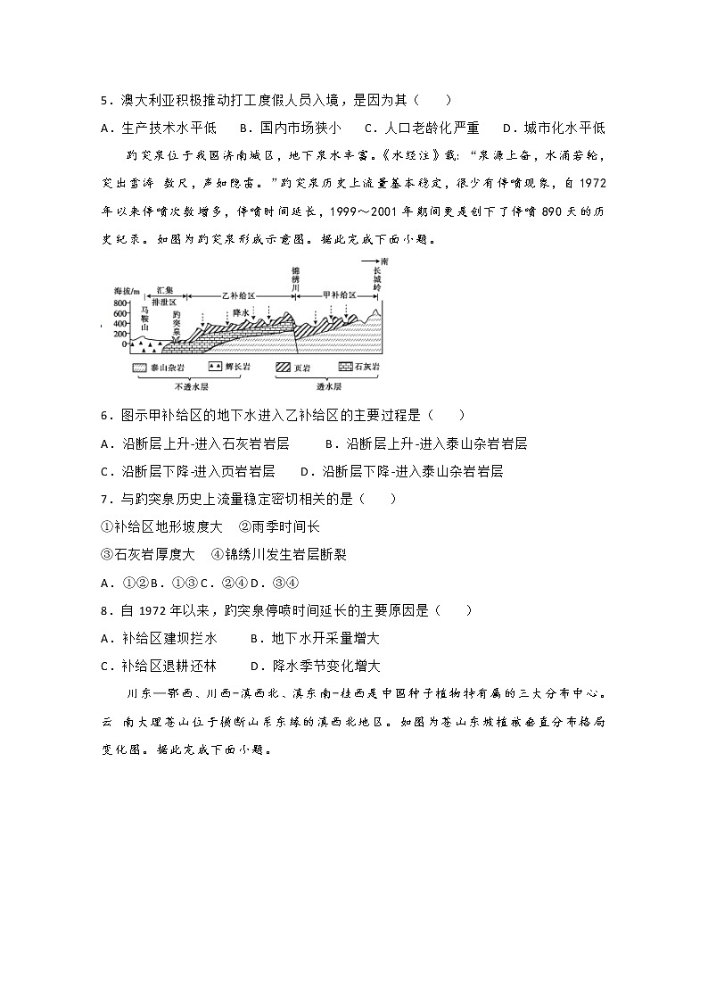 2020年高考考前45天大冲刺卷文科综合地理部分五02