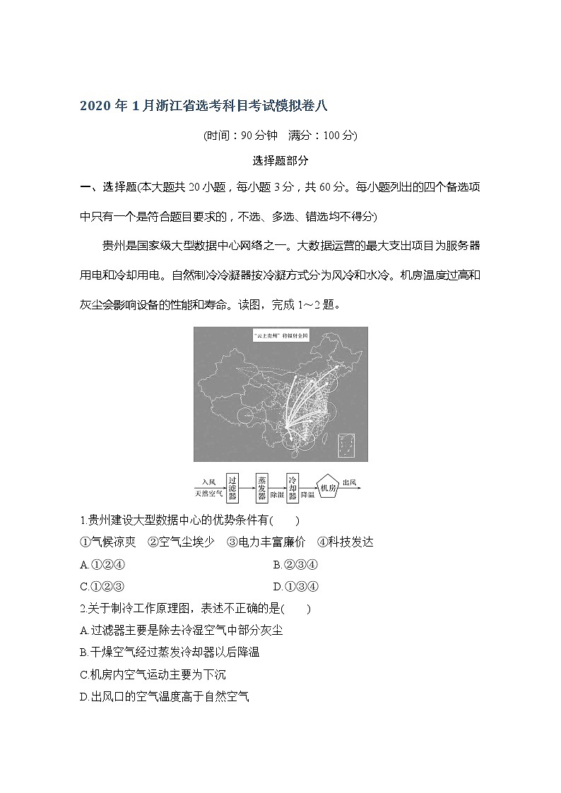 2020浙江高考地理新突破考前冲刺卷八01