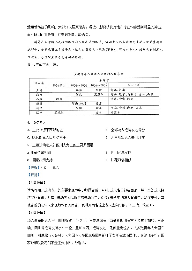 山东省济南市2020届高三新高考第一次模拟考试地理试题02