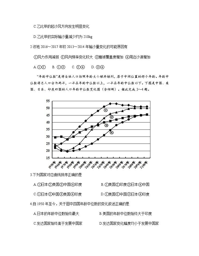 山东省烟台市2020届高三4月模拟考试地理试题02
