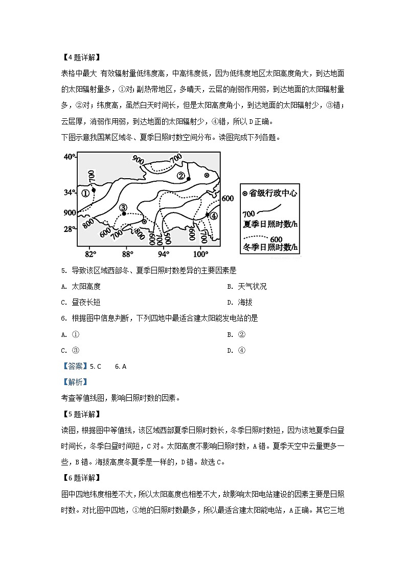 陕西省宝鸡中学2019届高三上学期10月模拟考试（一）地理试题03