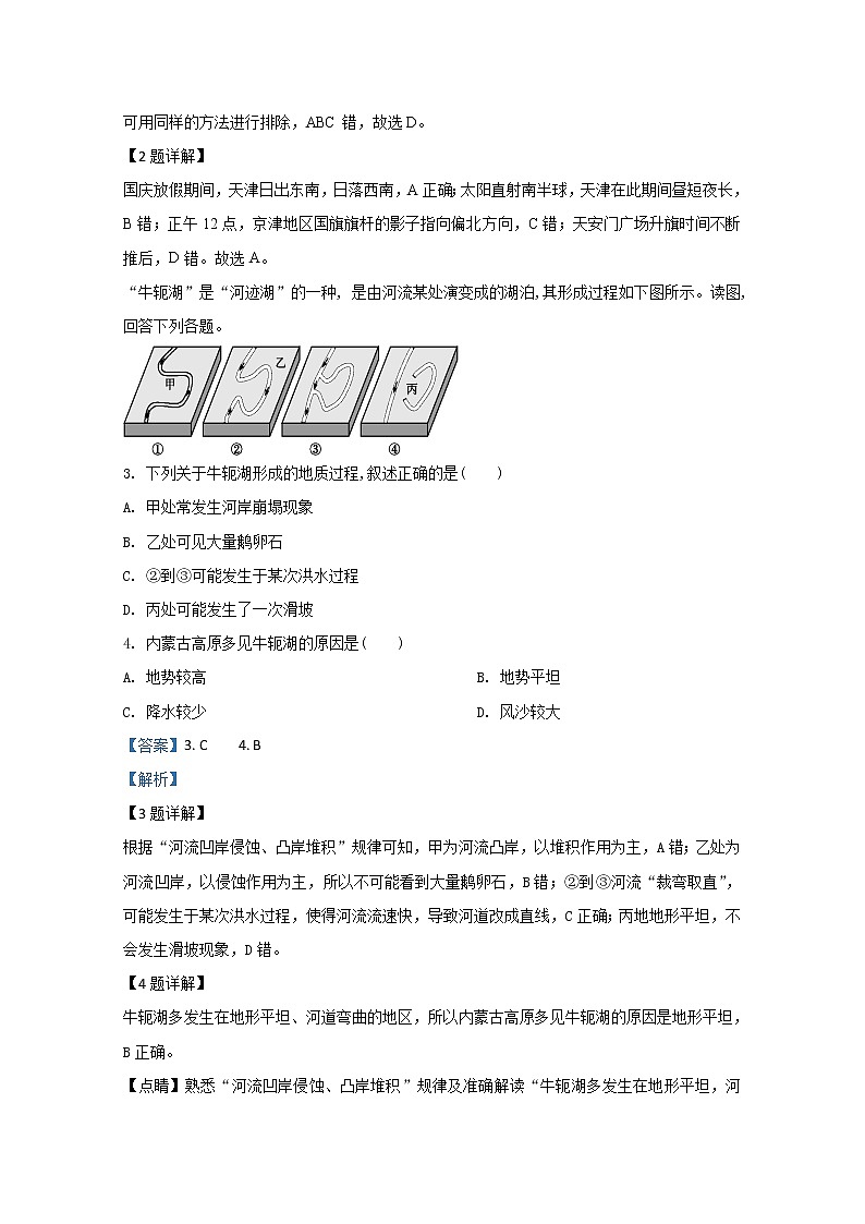 天津市河东区2020届高三学业水平等级性考试模拟测试地理试题02