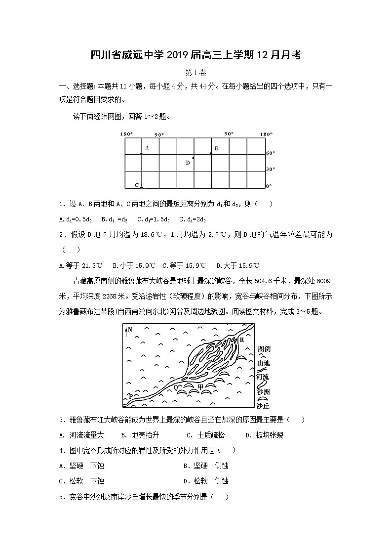 【地理】四川省威远中学2019届高三上学期12月月考第1页
