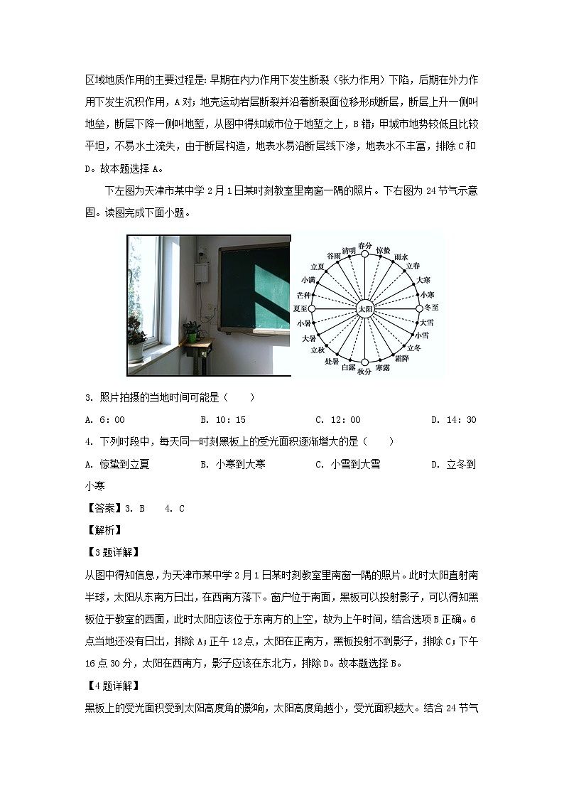 【地理】天津市滨海新区七所重点学校2019届高三毕业班联考（解析版） 试卷02