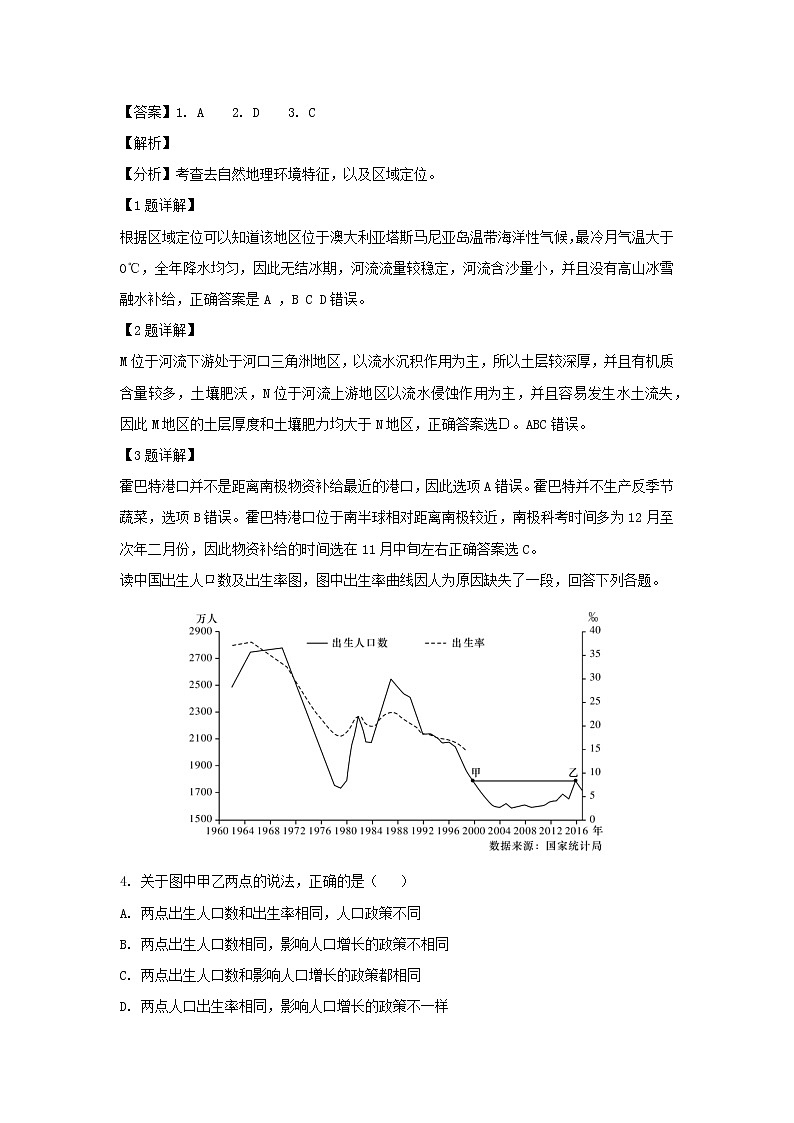 【地理】湘赣十四校（湖南省长郡中学）等2019届高三下学期第一次联考（解析版） 试卷02