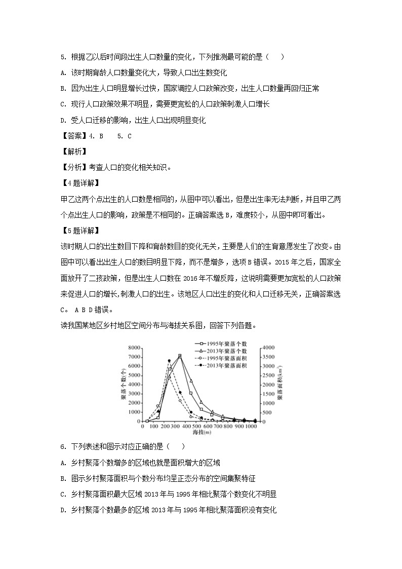 【地理】湘赣十四校（湖南省长郡中学）等2019届高三下学期第一次联考（解析版） 试卷03