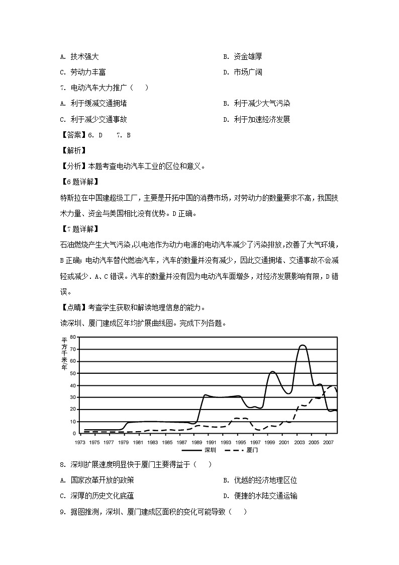 【地理】浙江省金丽衢十二校2019届高三下学期第三次联考（解析版） 试卷03