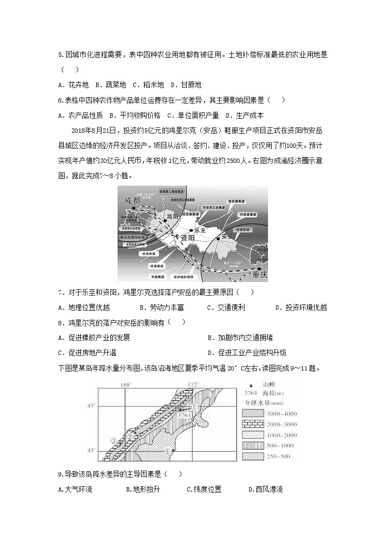 【地理】四川省邻水实验学校2019届高三12月月考第2页
