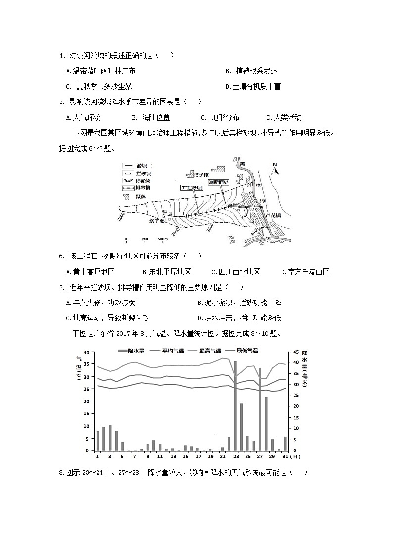 【地理】江西省南昌市第二中学2019届高三第三次月考 试卷02