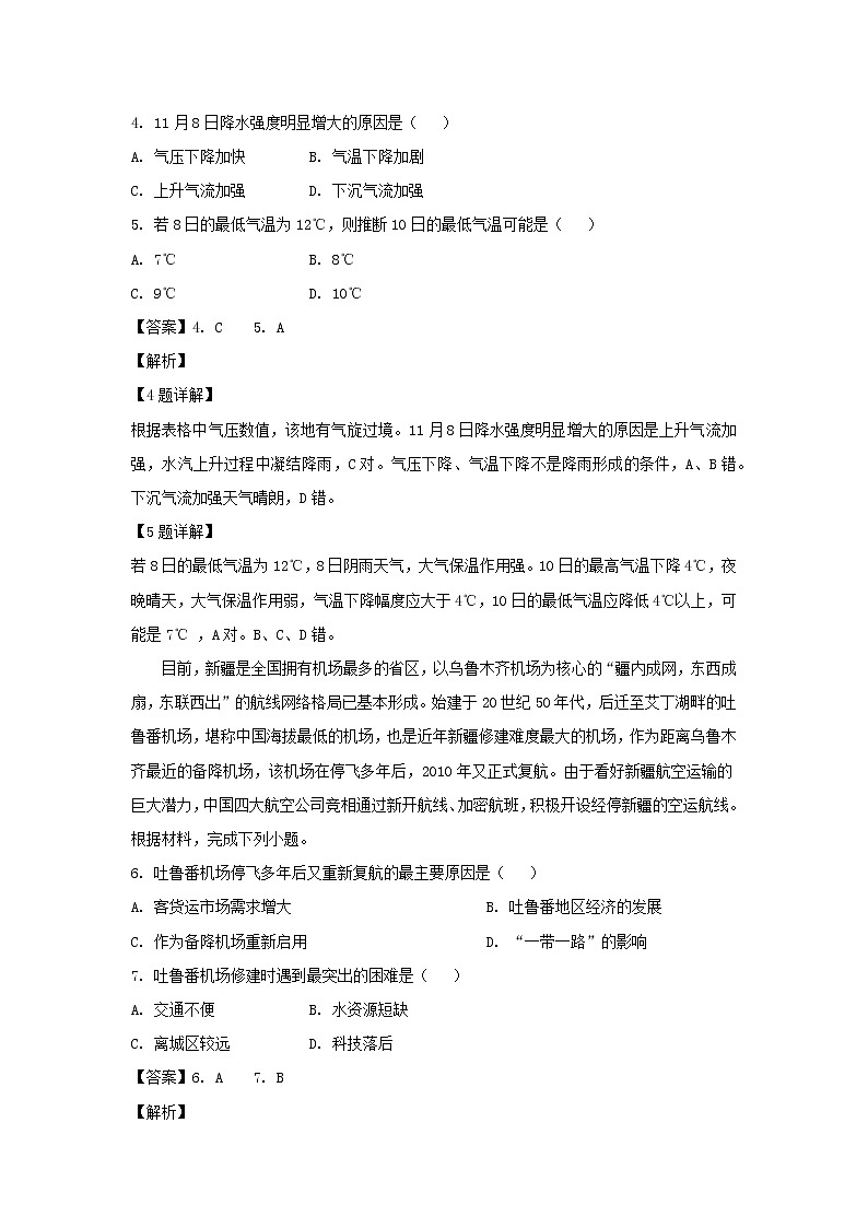 【地理】江西省上饶市重点中学2019届高三六校第一次联考（解析版） 试卷03