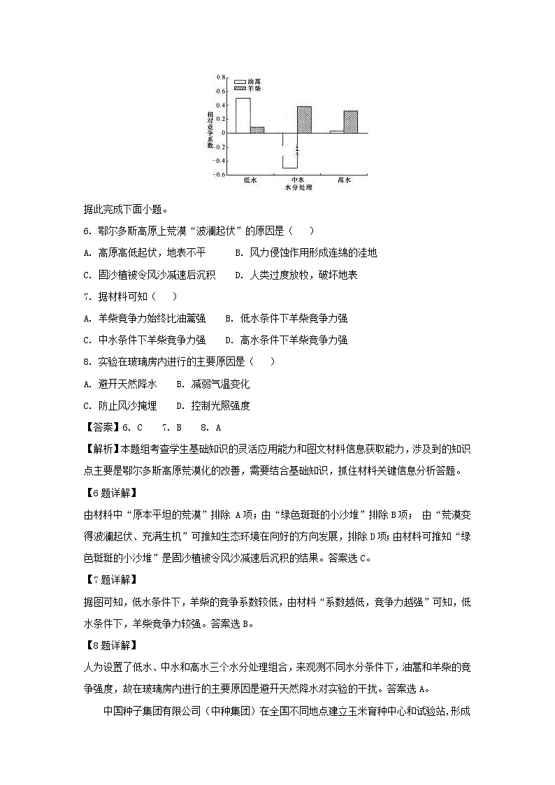 【地理】江西省宜丰中学2019届高三上学期第四次月考（解析版） 试卷03