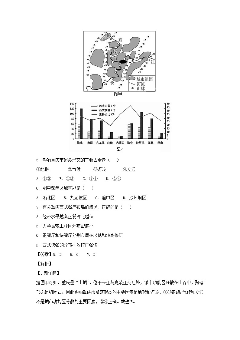 【地理】江西省重点中学盟校2019届高三第一次联考（解析版） 试卷03