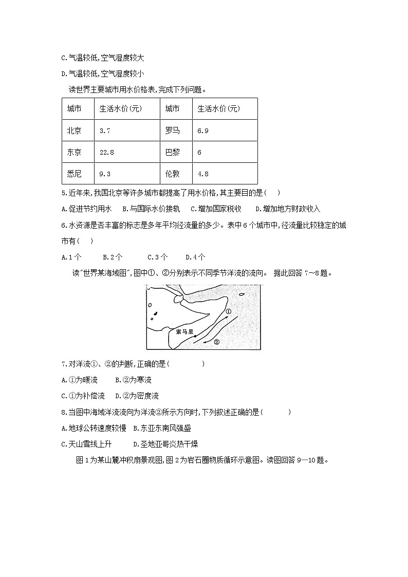 【地理】辽宁省阜新市海州高级中学2019届高三第一次月考 试卷02