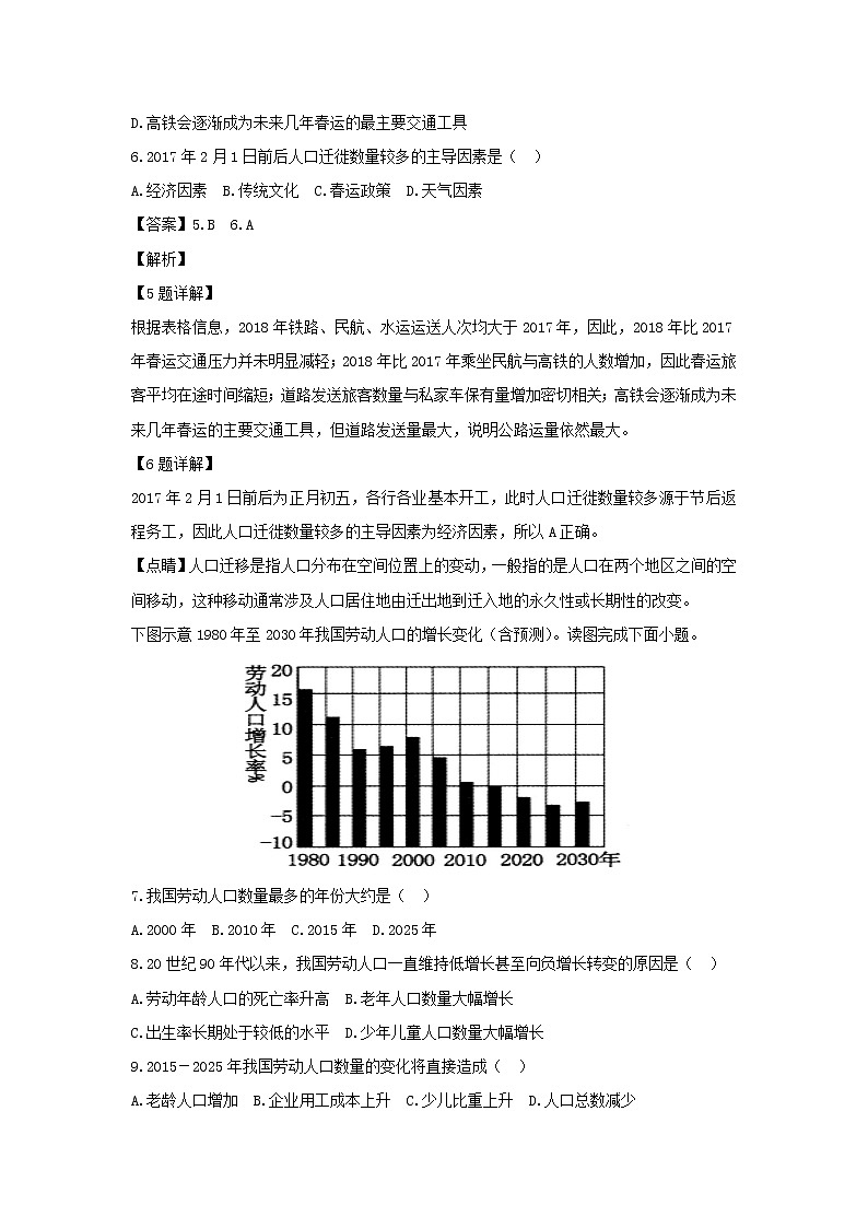 【地理】宁夏石嘴山市第三中学2019届高三上学期12月月考（解析版）第3页