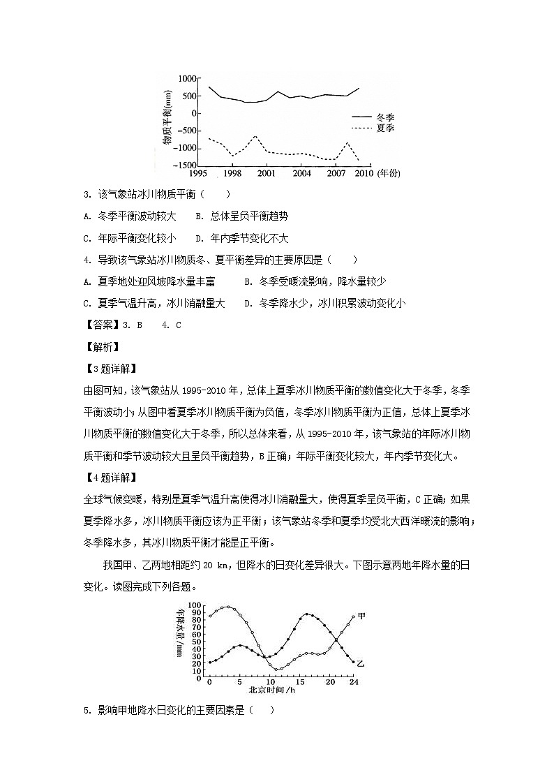 【地理】湖南省永州市双牌县第二中学2019届高三12月月考（解析版）第2页