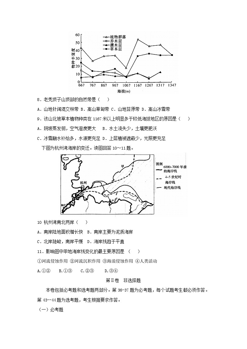 【地理】湖南省长沙市雅礼中学2019届高三上学期月考（六） 试卷03