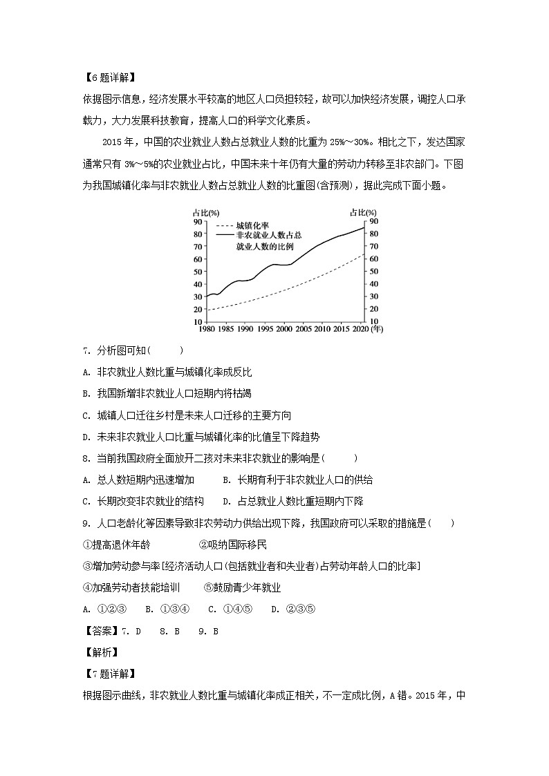 【地理】吉林省辽源市田家炳高级中学2019届高三9月月考（解析版） 试卷03