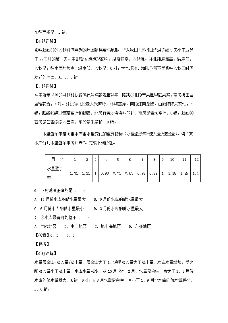 【地理】吉林省实验中学2019届高三上学期第三次月考（解析版）第3页