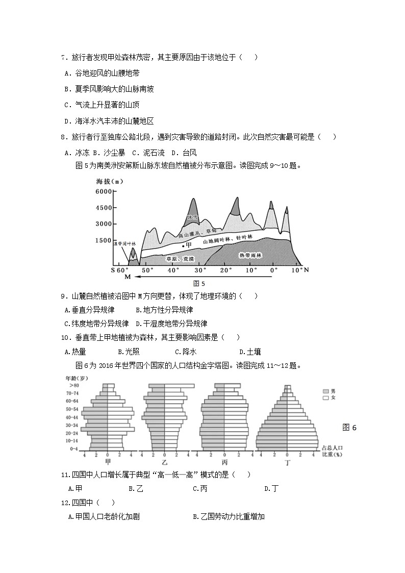 【地理】江苏省扬州中学2019届高三上学期12月月考 试卷03