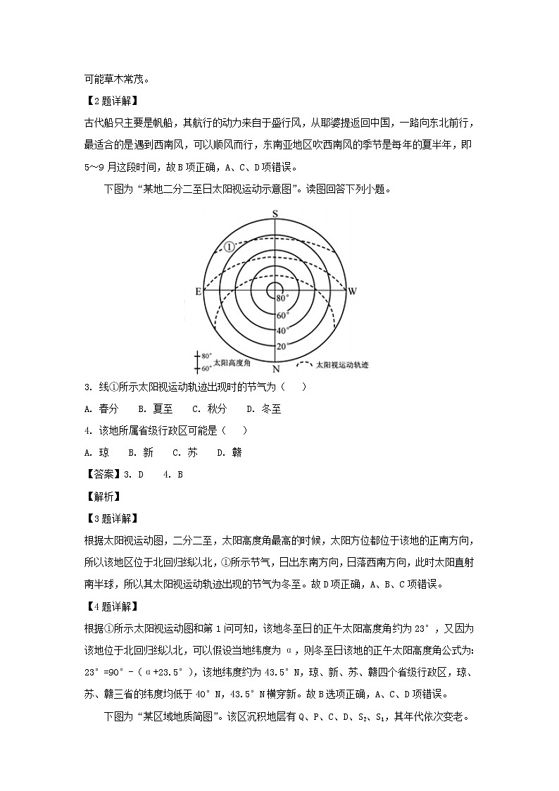 【地理】河南省洛阳市孟津县第二高级中学2019届高三上学期9月月考（解析版） 试卷02