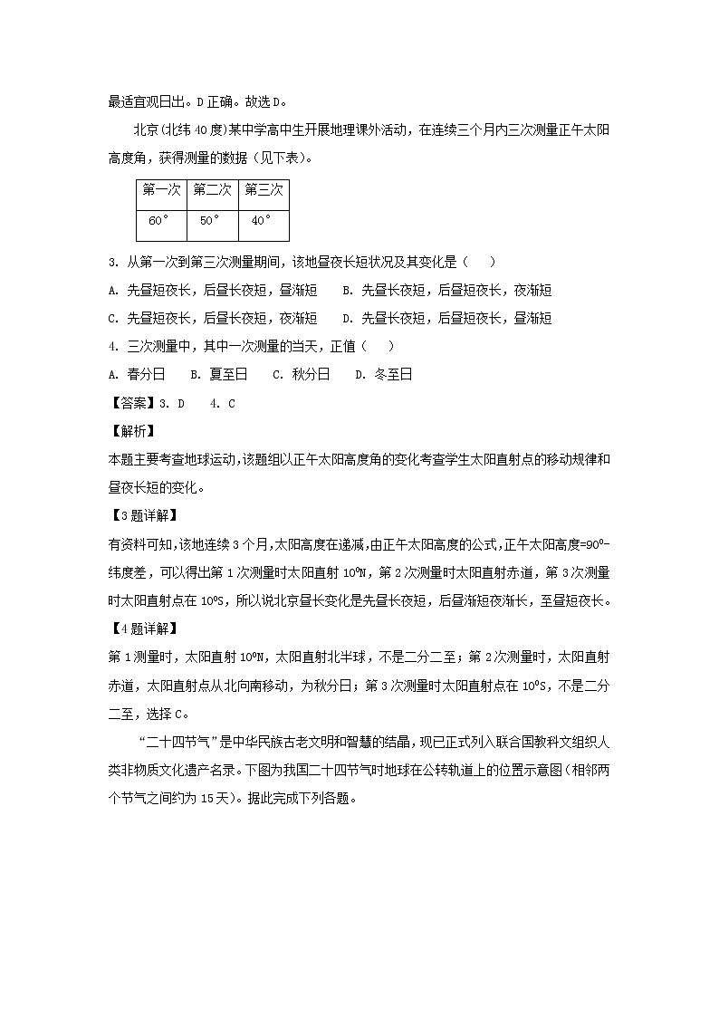 【地理】黑龙江省哈尔滨师范大学青冈实验中学校2019届高三上学期9月月考（解析版） 试卷02