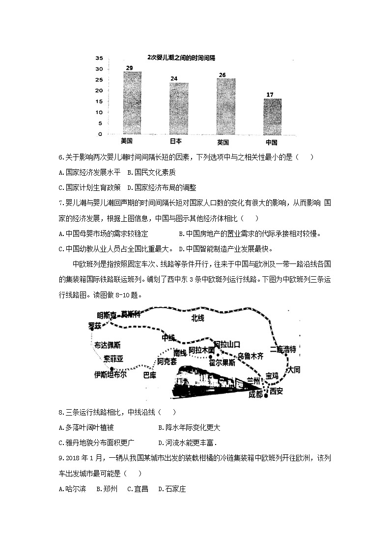 【地理】湖北省武汉市部分市级示范高中2019届高三上学期12月联考 试卷03