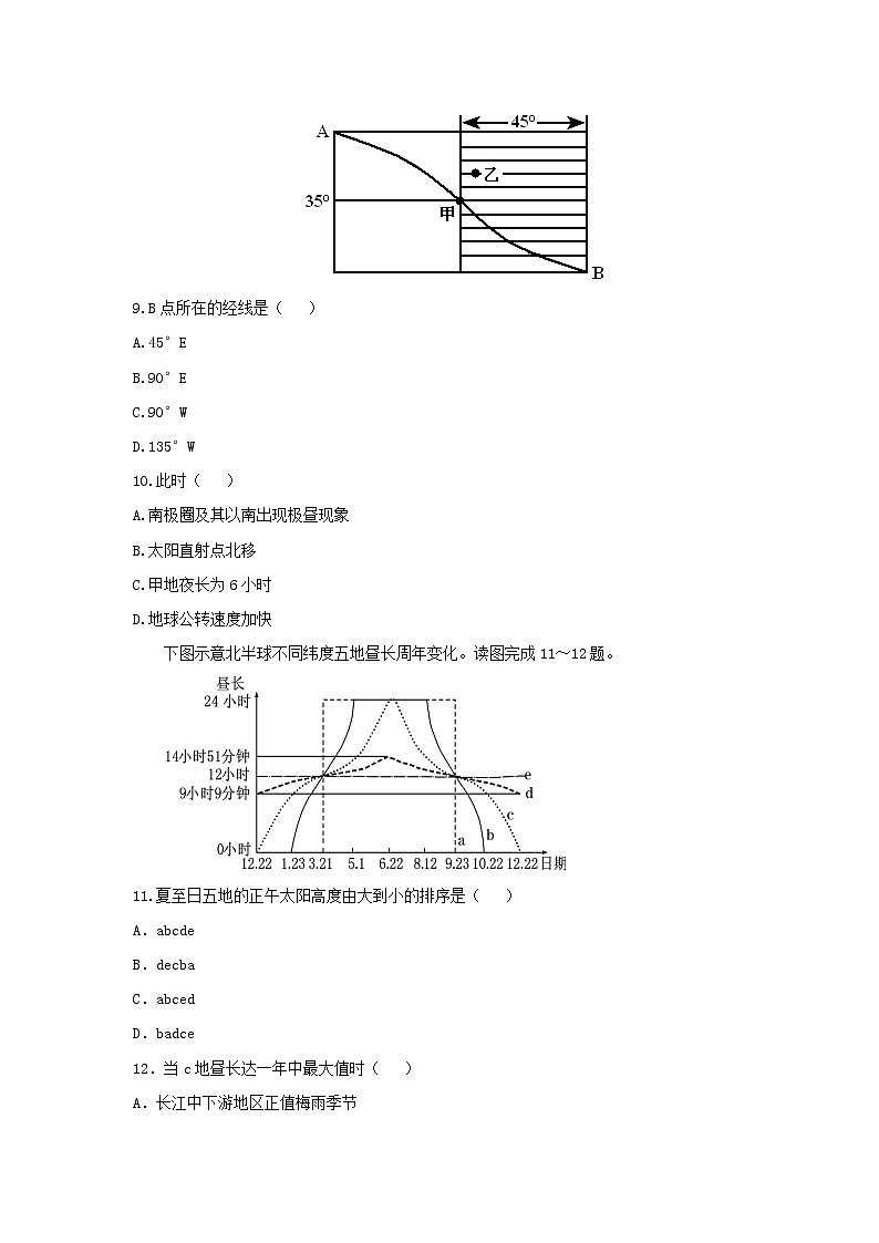 【地理】甘肃省民乐县第一中学2019届高三10月月考 试卷03