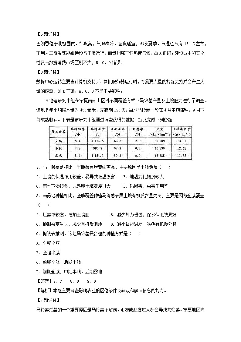 【地理】广东省深圳市高级中学等四大名校2019届高三10月联考 试卷03