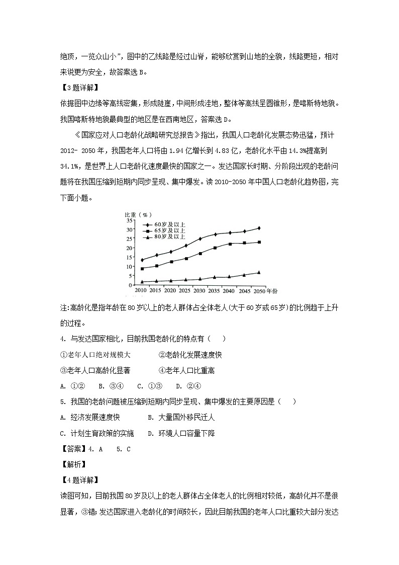 【地理】贵州省遵义航天高级中学2019届高三第一次模拟（月考）（解析版） 试卷02