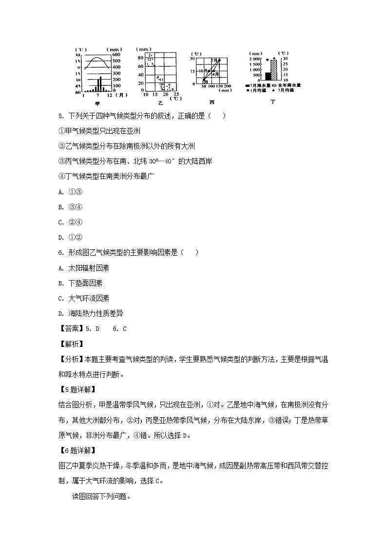 【地理】贵州省遵义航天高级中学2019届高三上学期第三次月考（解析版） 试卷03