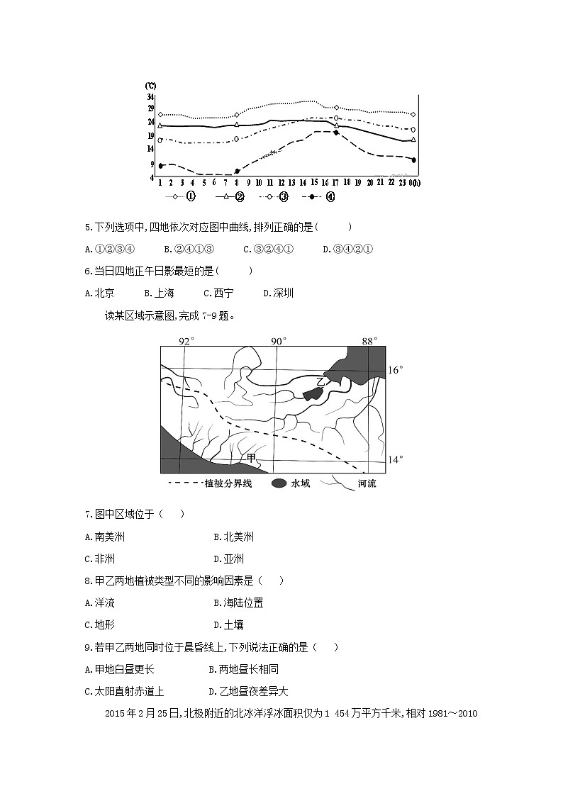 【地理】河北省武邑中学2019届高三年级上学期12月月考 试卷02