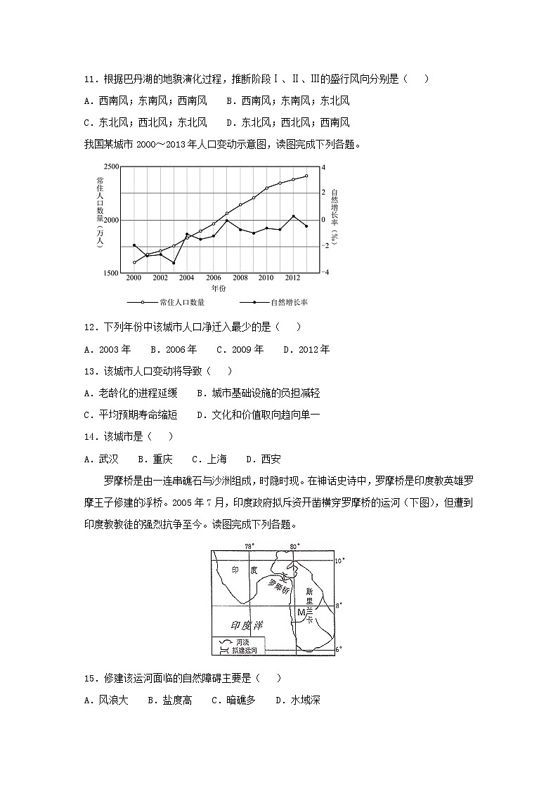 【地理】福建省厦门市外国语学校2019届高三1月月考（解析版） 试卷03
