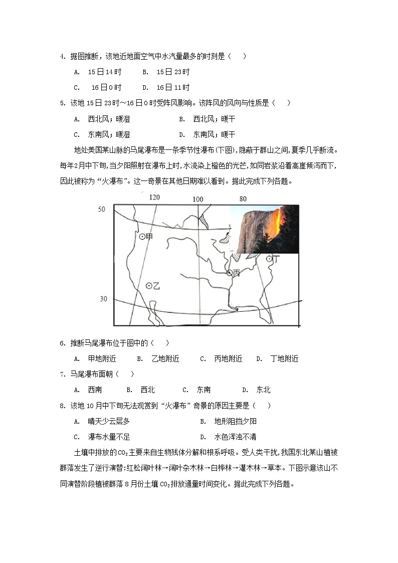 【地理】福建省厦门外国语学校2019届高三11月月考 试卷02