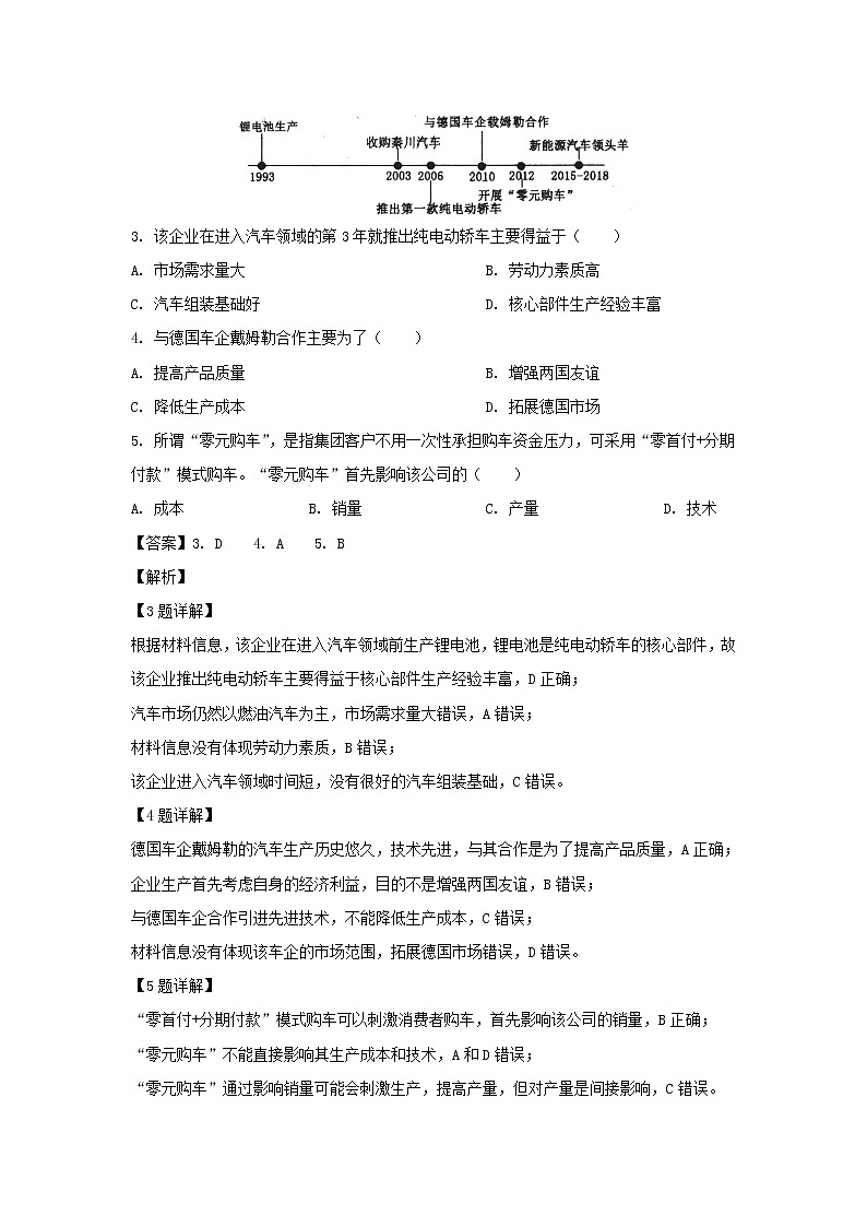 【地理】陕西省西安中学2019届高三四模文科综合试卷（解析版）02