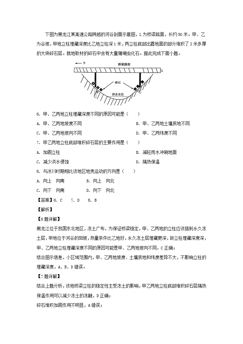 【地理】陕西省西安中学2019届高三四模文科综合试卷（解析版）03