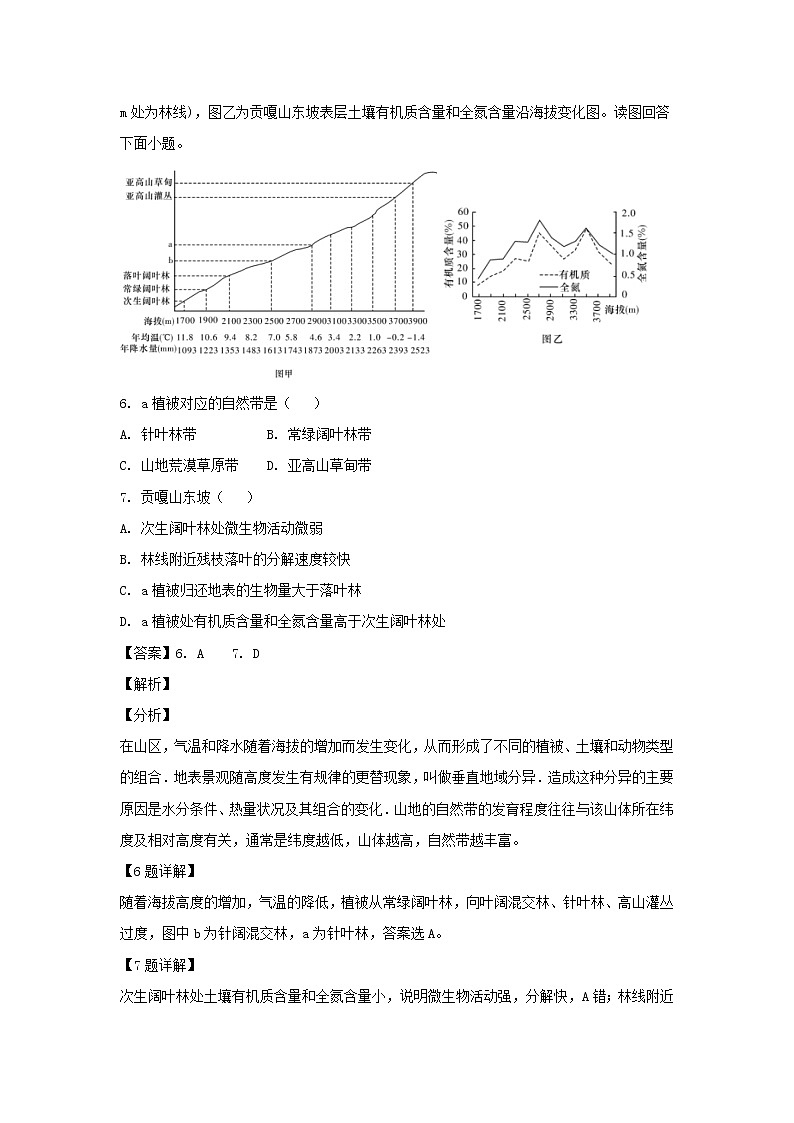 【地理】四川省成都经济技术开发区实验中学校2019届高三上学期入学考（解析版）第3页