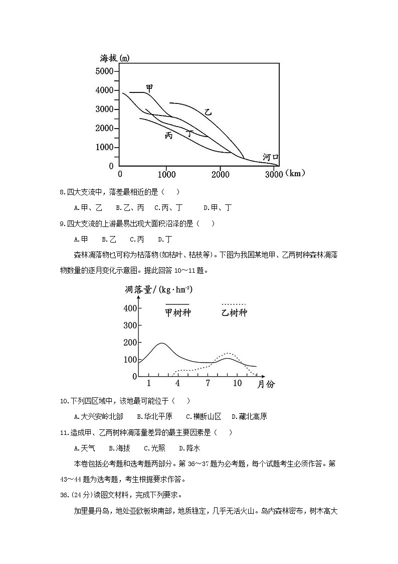【地理】四川省乐山市2019届高三上学期第一次调研考试第3页