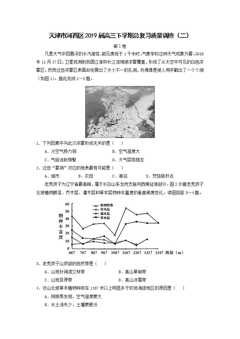 【地理】天津市河西区2019届高三下学期总复习质量调查（二）第1页