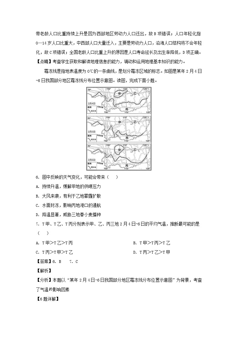 【地理】山东省乐陵市第一中学2019届高三考前押题卷（解析版）03