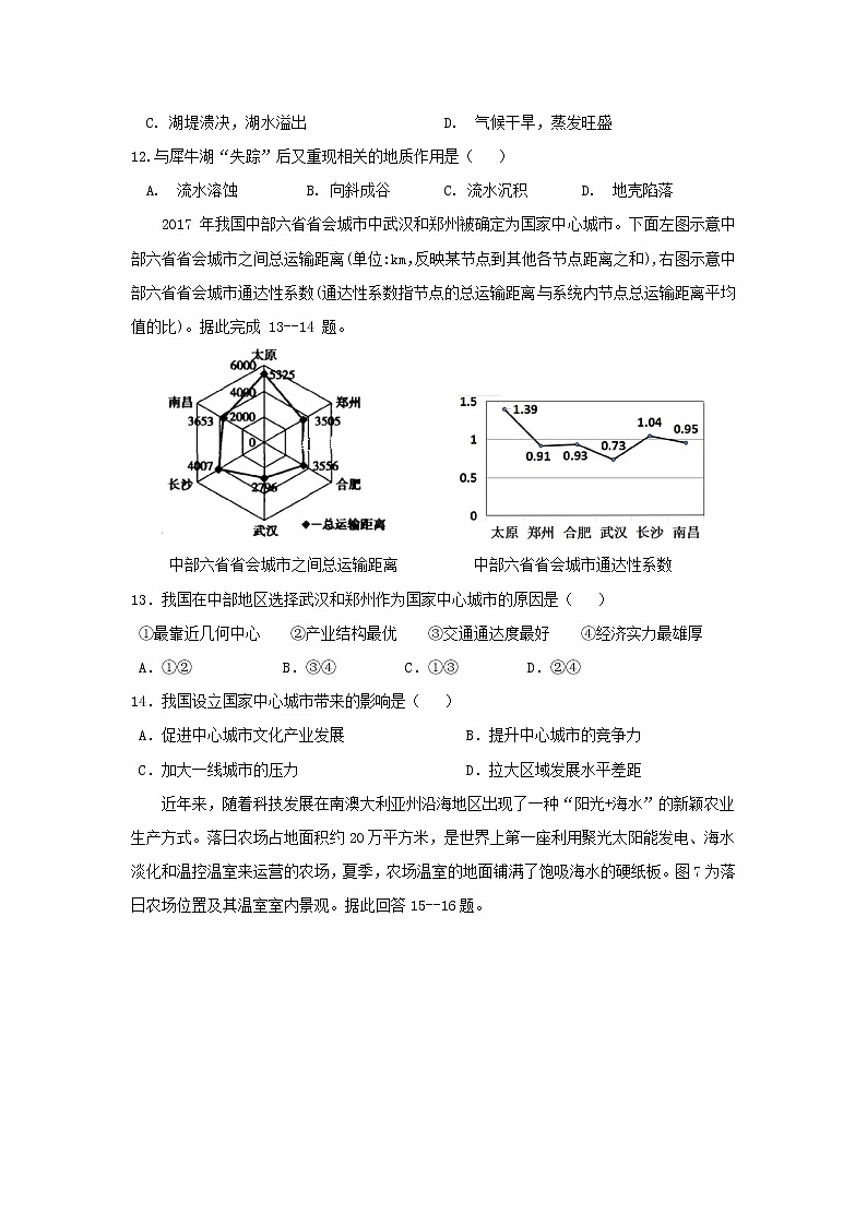 【地理】山东省临沂市第十九中学2019届高三上学期第六次质量调研考试03