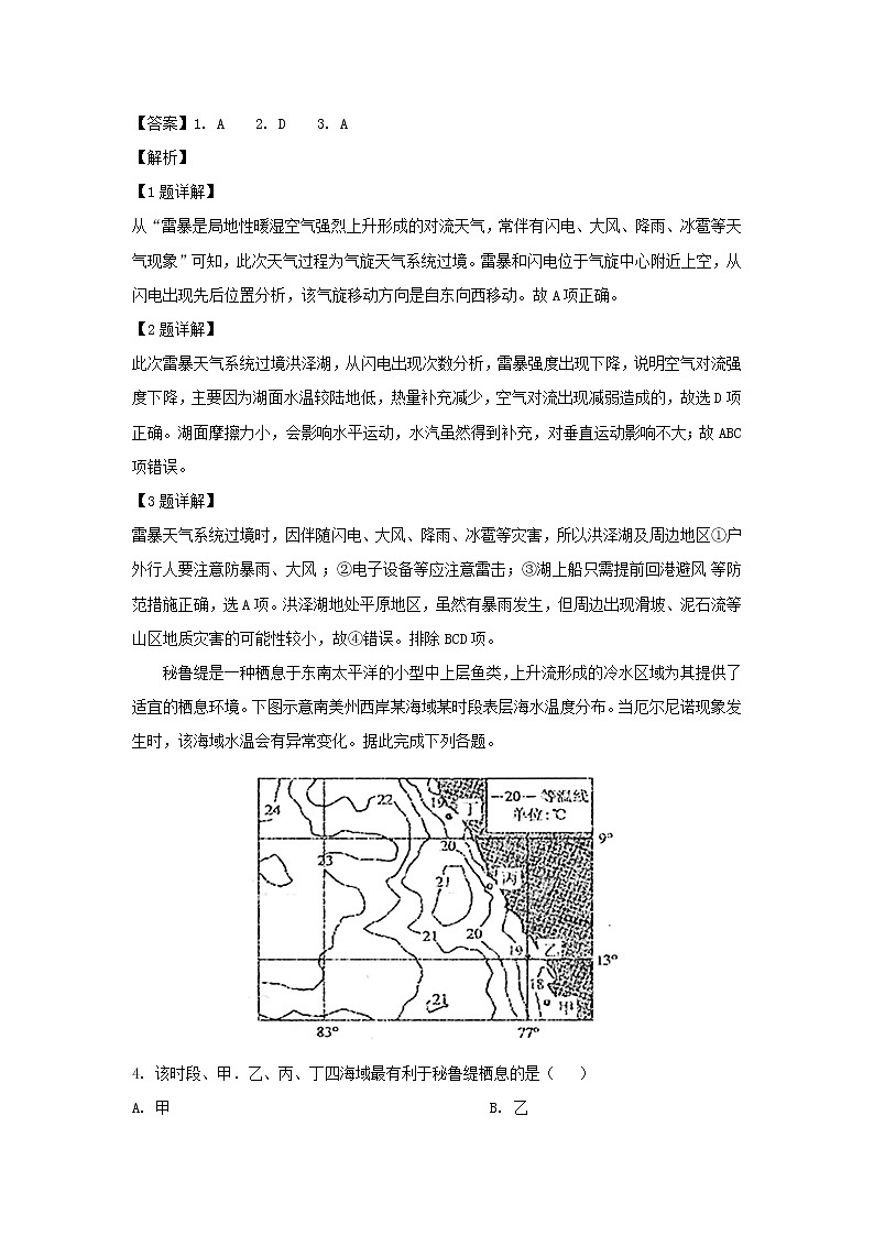 【地理】山东省枣庄市2019届高三5月份调研考试02