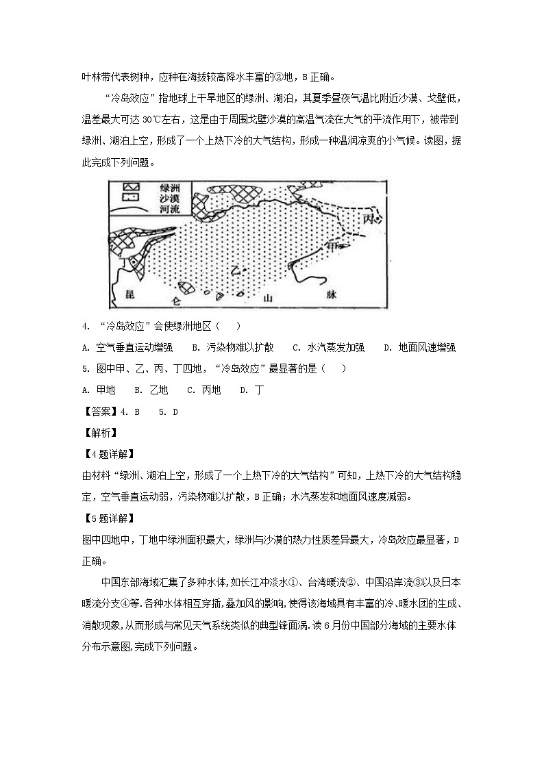 【地理】山东省枣庄市第八中学东校区2019届高三10月单元检测（解析版）02