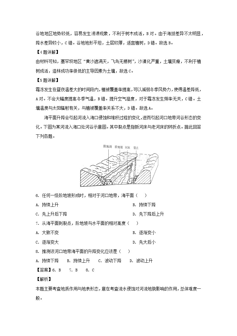 【地理】山西省太原市第五中学2019届高三下学期阶段性检测（4月）（解析版）03