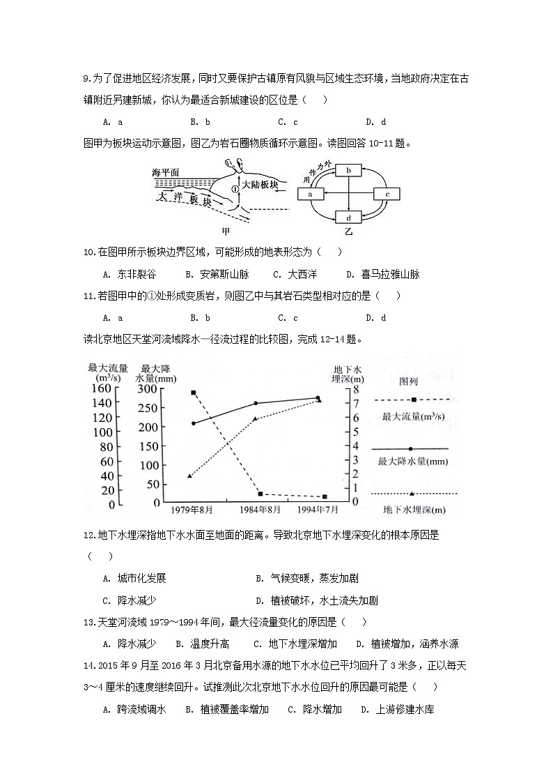 【地理】湖北省荆州中学2019届高三上学期第二次双周考 试卷03