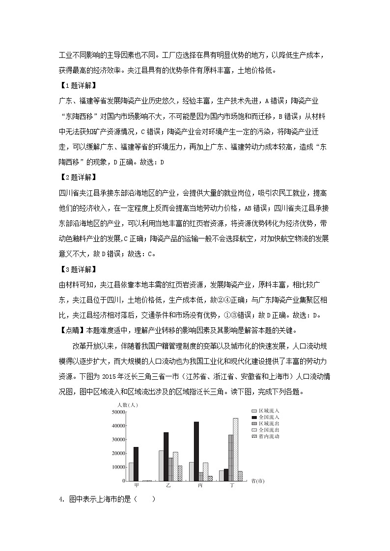 【地理】湖北省十堰市2019届高三四月调研考试（解析）02