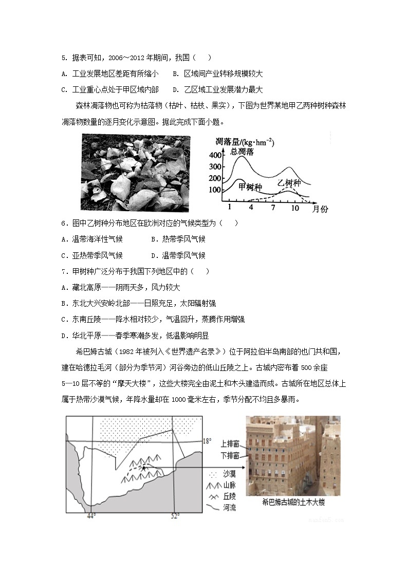 【地理】湖南省怀化三中2019届高三上学期12月文综周测（解析版）第2页