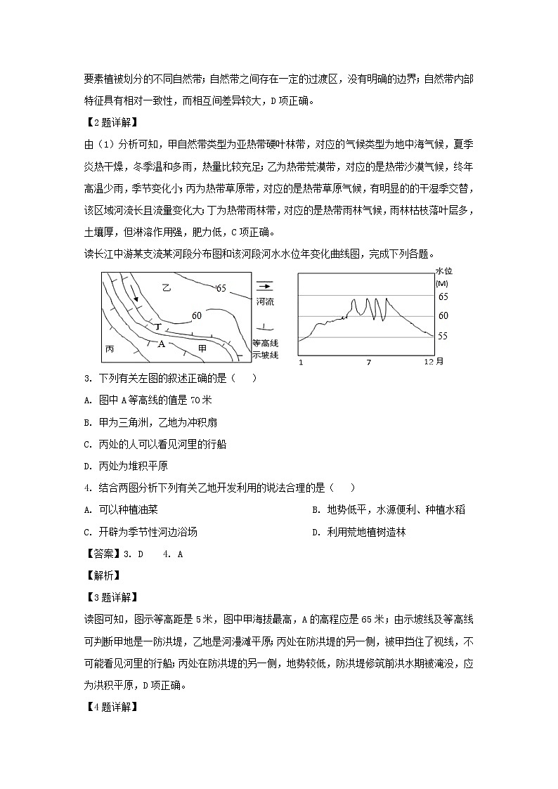 【地理】湖南省岳阳市一中2019届高三第五次文科综合能力测试（解析版）02