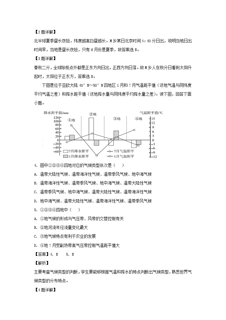 【地理】江苏省前黄高级中学2019届高三上学期开学检测（解析版）02